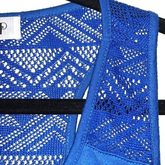 Wound Up Blue Racerback Tank Top With Lace Details & Anchor Graphic XLarge (15-1 - Picture 3 of 10